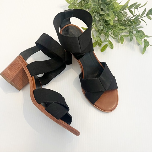 Bernardo Shoes - Bernardo- Elastic Strap Black Block Heels Size 7